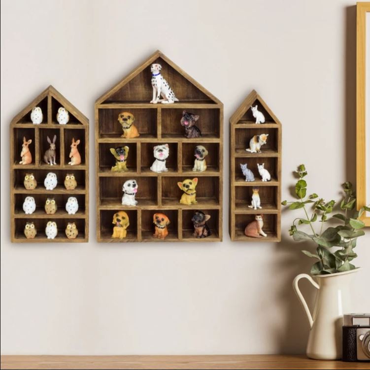 House-Shaped Wooden Shadow Cubby Box Display Shelves from Nile Corp