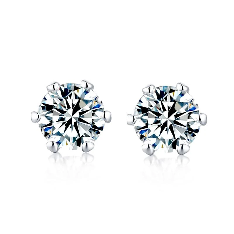Eternal Sparkles Classique Moissanite 925 Sterling Silver Solitaire Earrings 