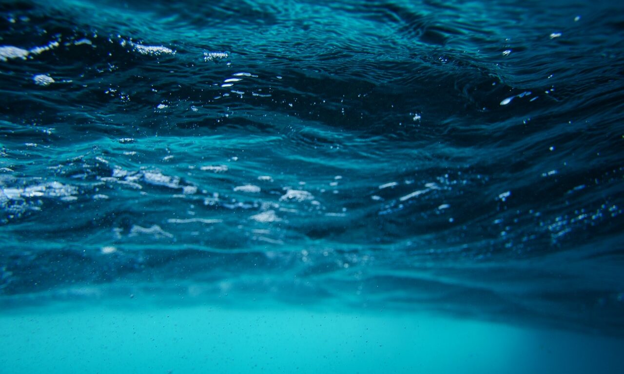 photo under the blue green ocean