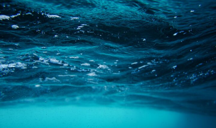 photo under the blue green ocean