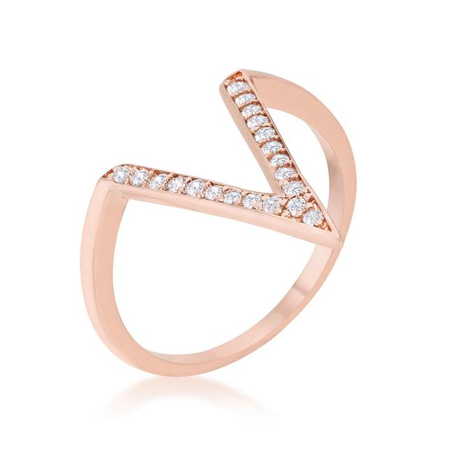 Rose Gold V CZ Ring from Eternal Sparkles