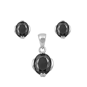Sterling SIlver Black CZ Set from Sidney Imports