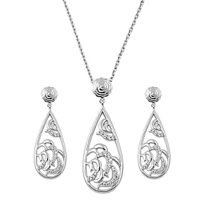 Silver Floral CZ Set from Sidney Imports