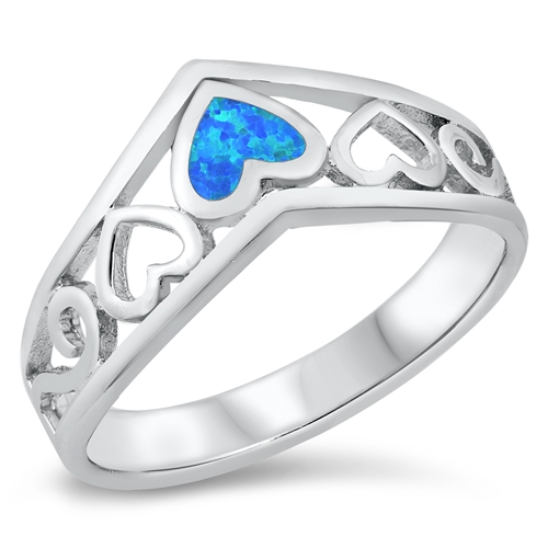 Sterling Silver Lab Opal Filigree Heart Ring from Sidney Imports