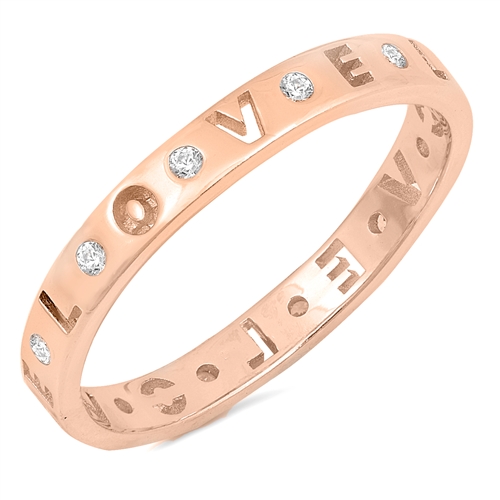 Sterling Silver Love Eternity Ring in Rose Gold Plating with CZ from Sidney Imports