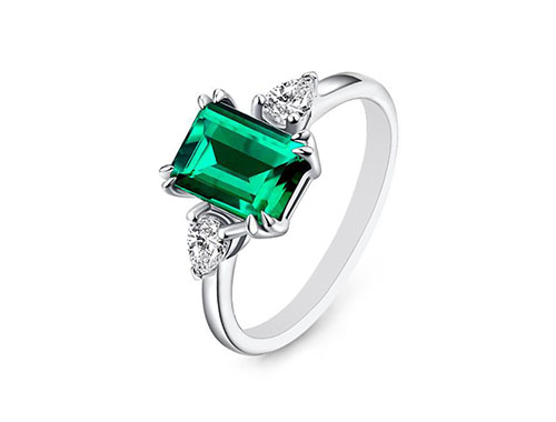 Emerald-Cut Engagement Moissanite Sterling Silver Ring from CeriJewelry