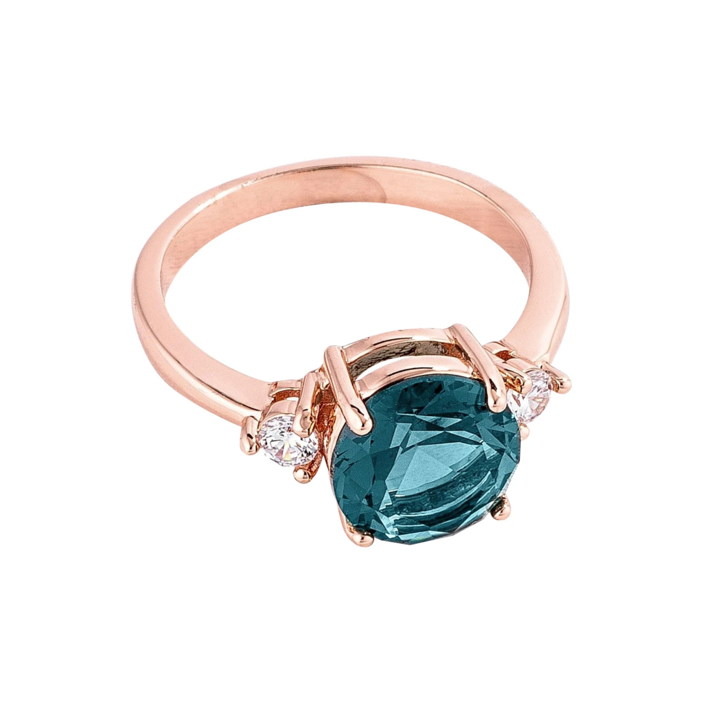 Blue-Green Three-Stone Engagement Ring from Eternal Sparkles