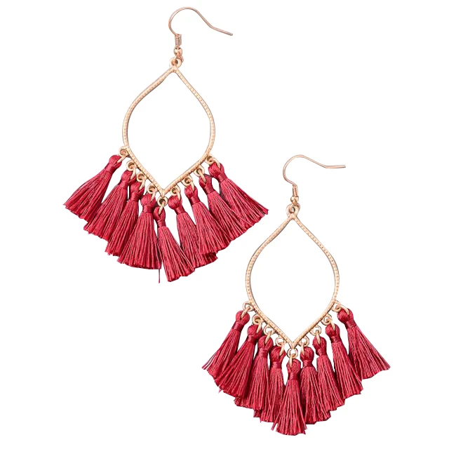 Eternal Sparkles Festive Mini Tassel Earrings in Red