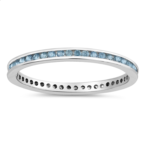 Sterling Silver Aquamarine CZ Eternity Ring from Sidney Imports