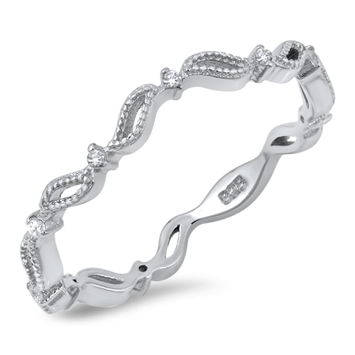Sterling Silver CZ Wave Eternity Ring from Sidney Imports