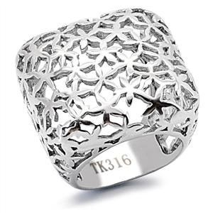Square Stainless Steel Floral Cutout Cocktail Ring from CeriJewelry