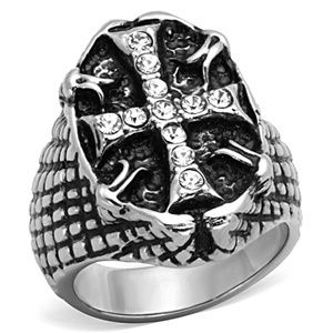 Stainless Steel Crystal Cross Men's Ring from CeriJewelry