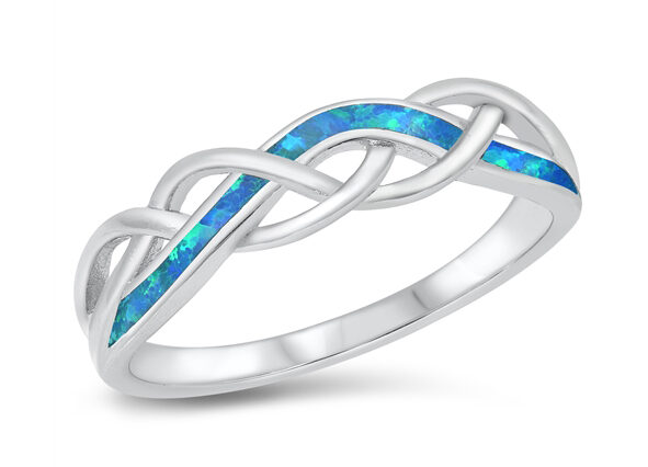 silver lab opal criss cross ring from Sidney Imports