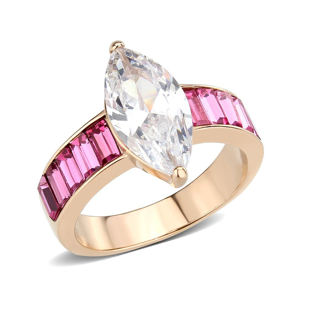 Gold Plated Stainless Steel Clear AAA Grade CZ Ring from CeriJewelry