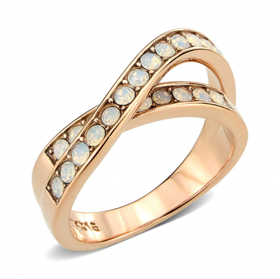 Rose Gold Plated Stainless Steel Top Grade Crystal Fire Opal Ring from CeriJewelry