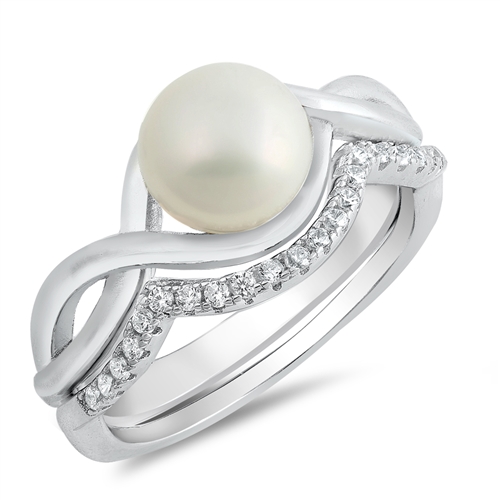 Pearl CZ Silver Ring from Sidney Imports