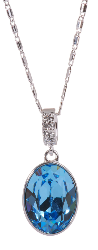 N7178 Rhodium Swarovski Oval Pendant Necklace