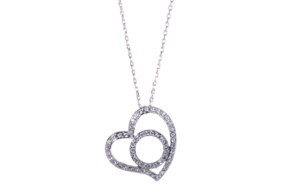 Swarovski Elements Heart Over Circle Pendant Necklace
