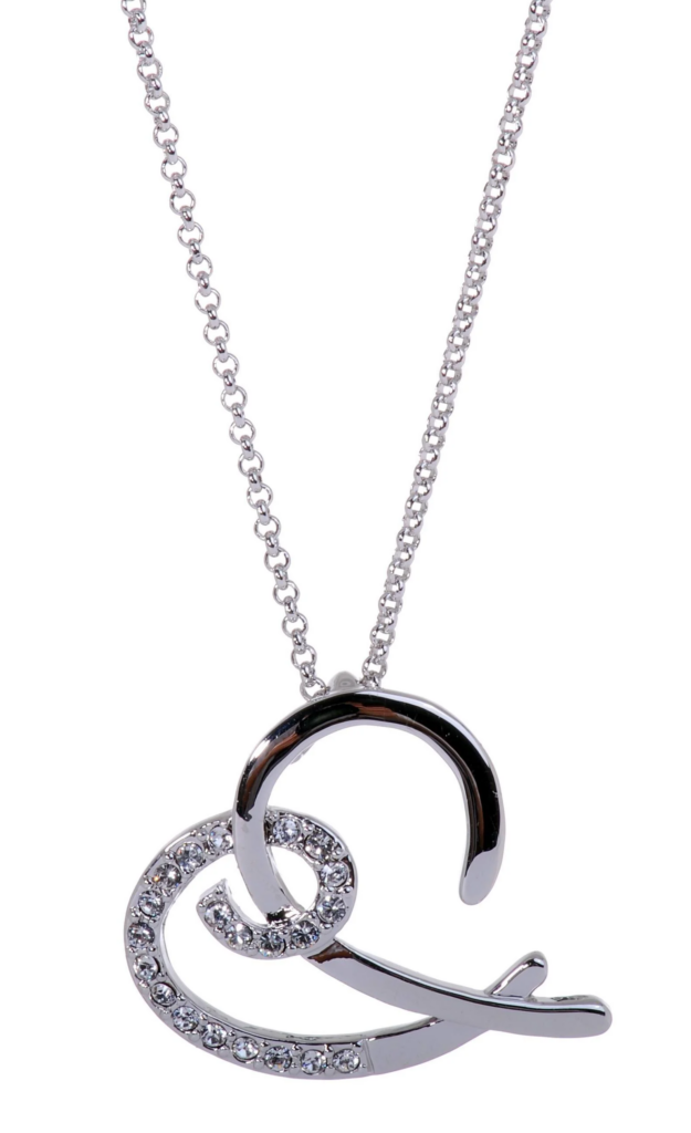 Rhodium Swarovski Elements Heart Pendant Necklace
